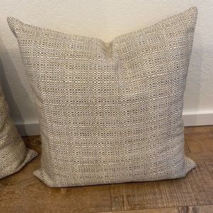 Designer Fabric Down Pillows Gray Beige Woven